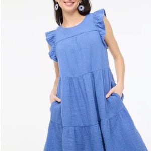J. Crew Blue Sleeveless Tiered Sundress